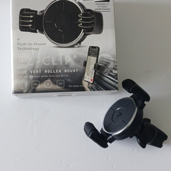 EZ Clip MVMT Car Vent Clip Roller Mount Phone Holder Black - Picture 1 of 9